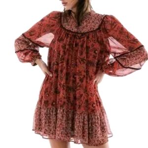 Zara floral swing dress size S color orange boho casual